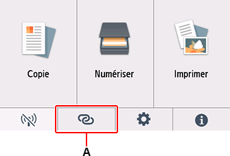 Écran ACCUEIL : sélectionnez Connexion sans fil